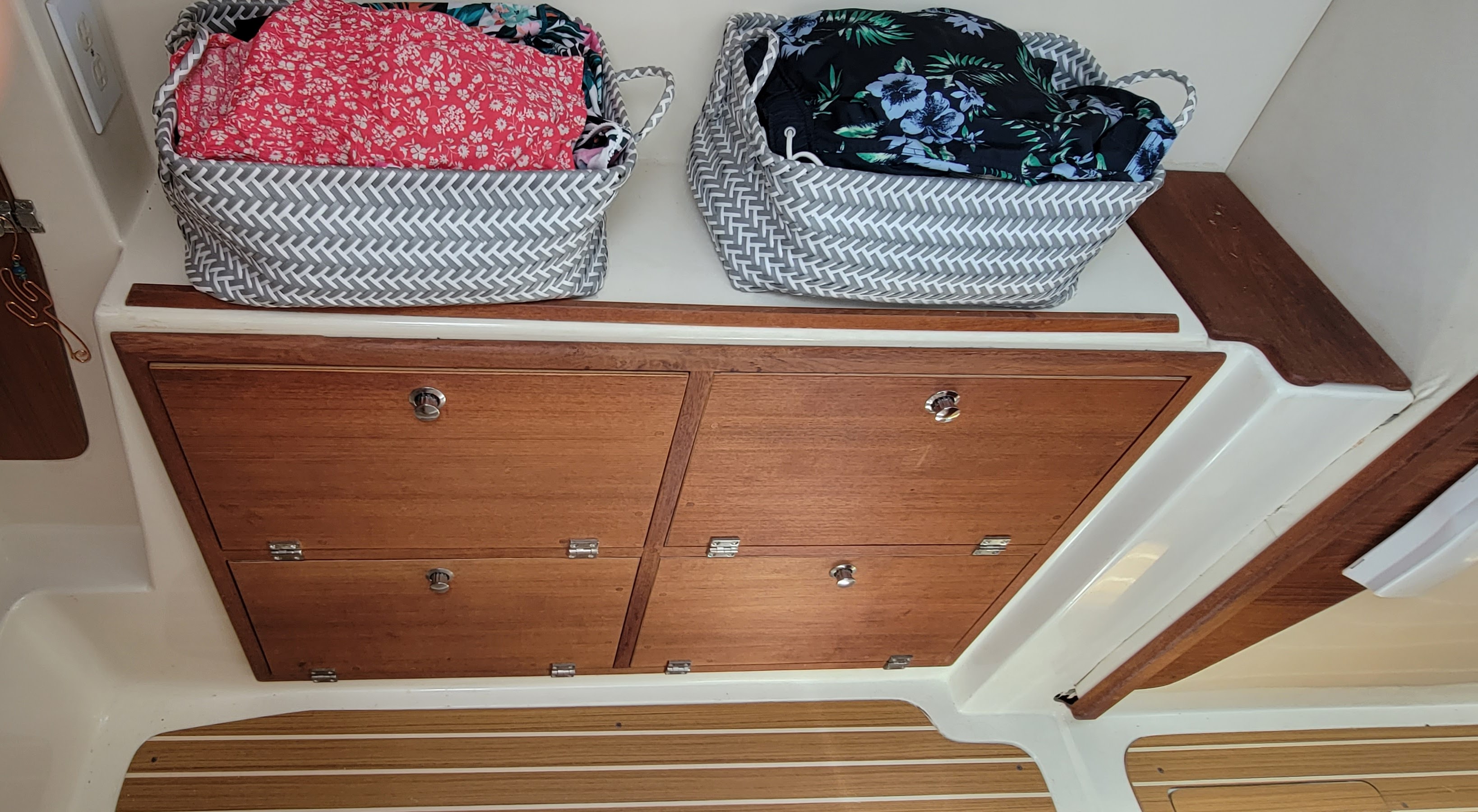 Master cabin tilt out drawers
